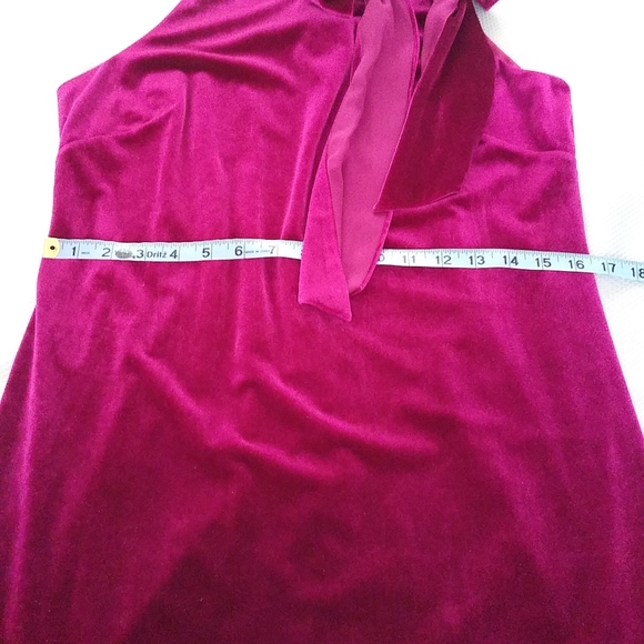 VINCE CAMUTO PINK FUCHSIA VELOUR STRETCH SLEEVELESS COCKTAIL DRESS SIZE 10 - Picture 4 of 13